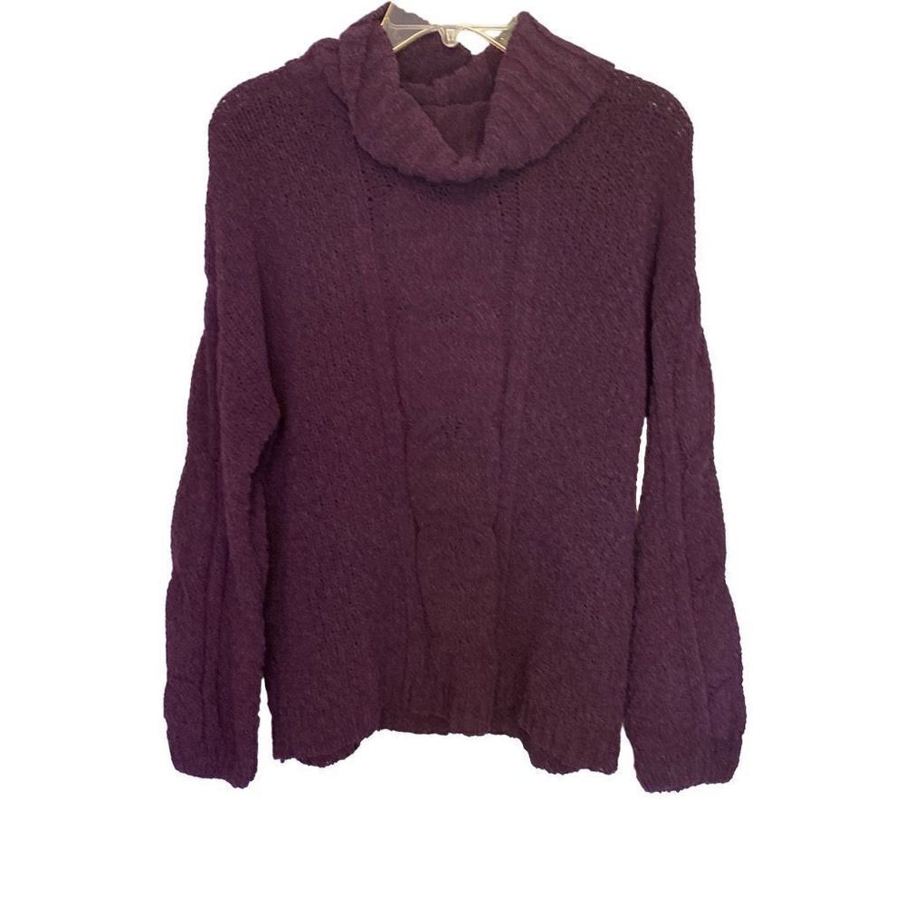 Seven7 Pullover Sweater Women Size Small, Chunky Knit, Purple, Cowl Neck Oversiz